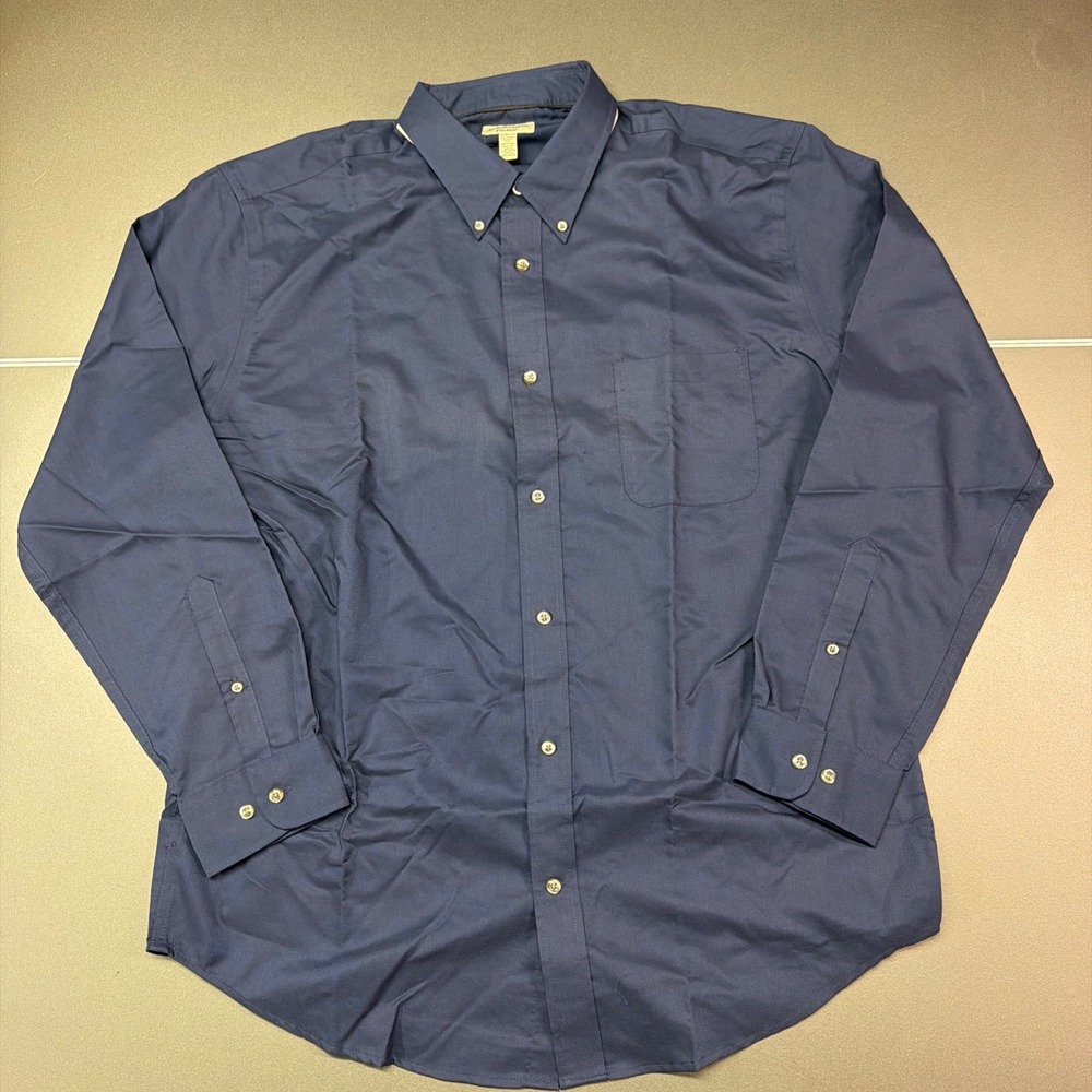 NWT St. John's Bay Iron Free Dress Shirt‎ XL Tall Blue Button Front Big & Tall